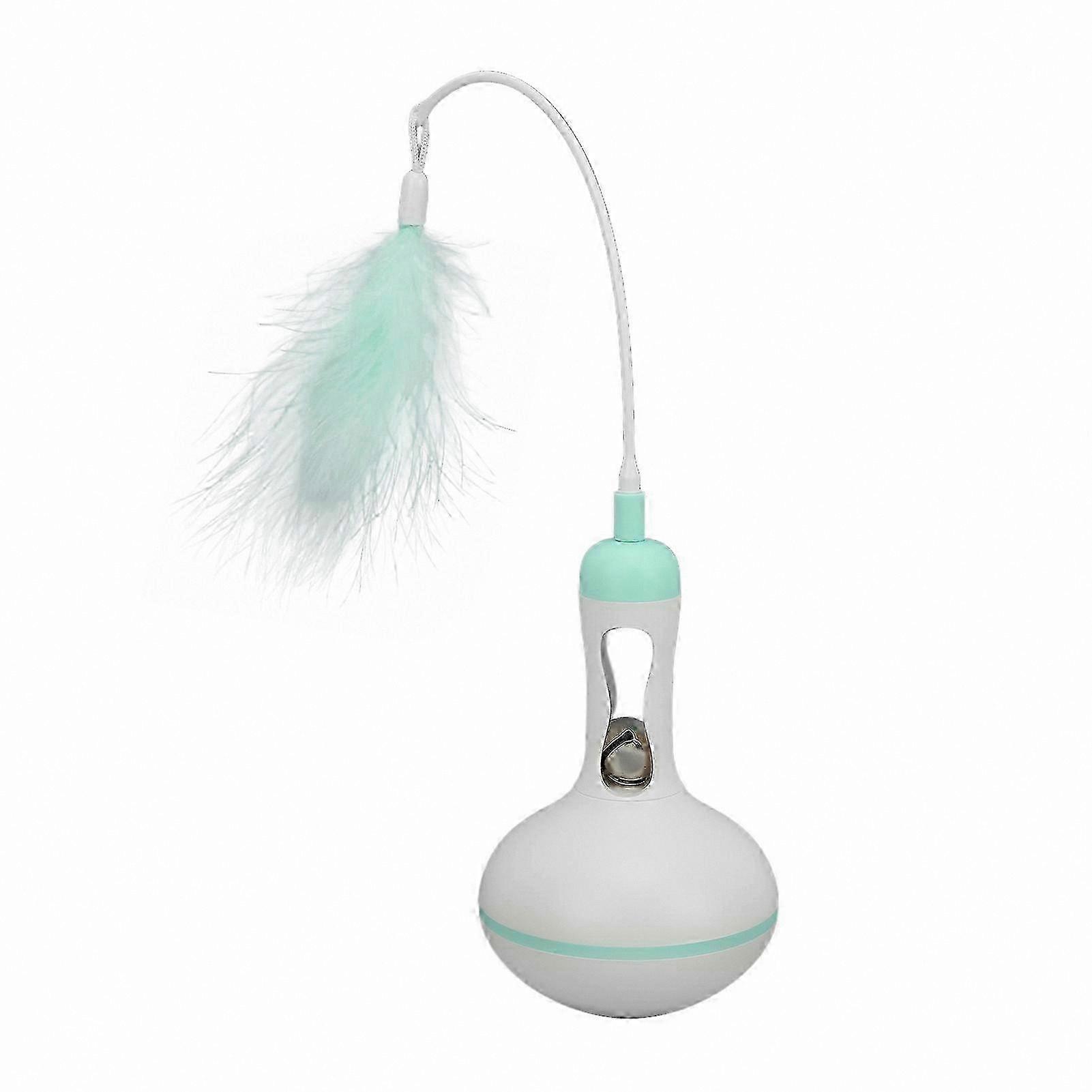 Interactive Cat Toy with Treat Dispenser and Feather Wand Attachment for Playful Fun