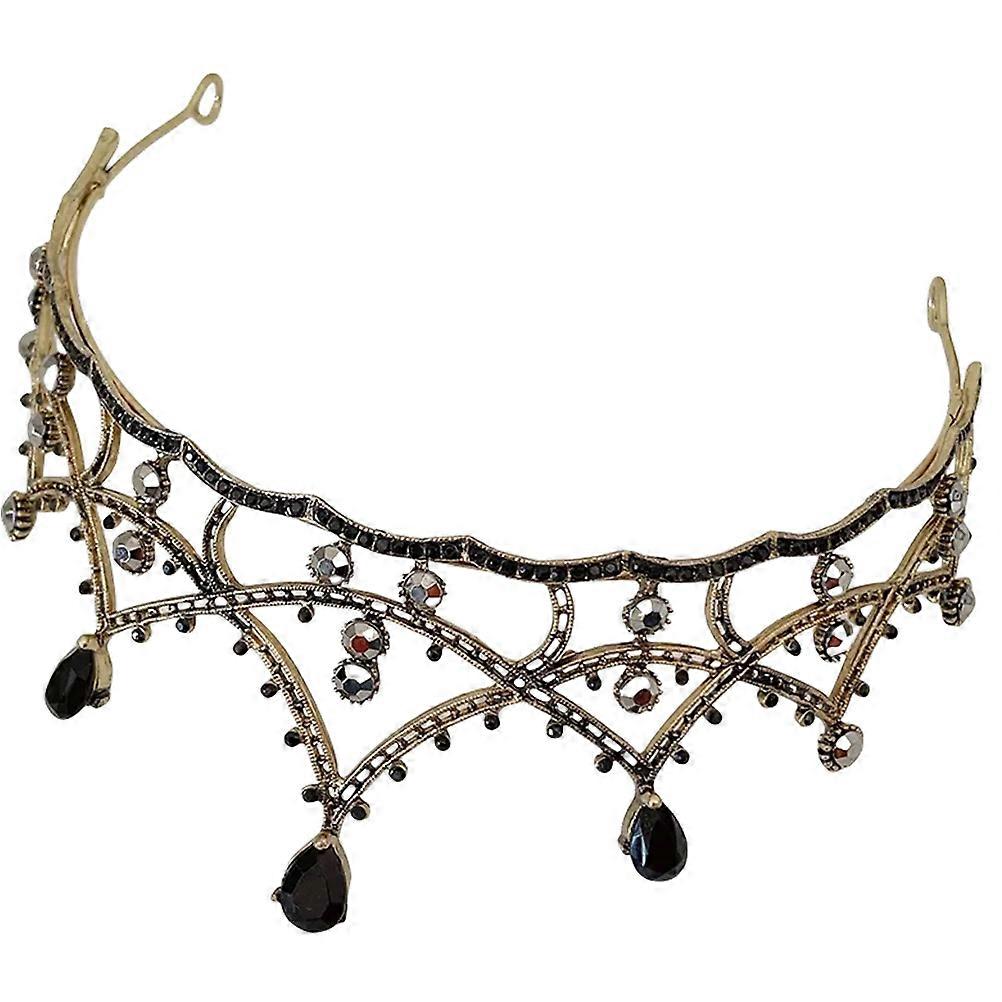 Elegant Rhinestone Crown for Women with Durable Zinc Alloy Material and Black Color 1 Piece