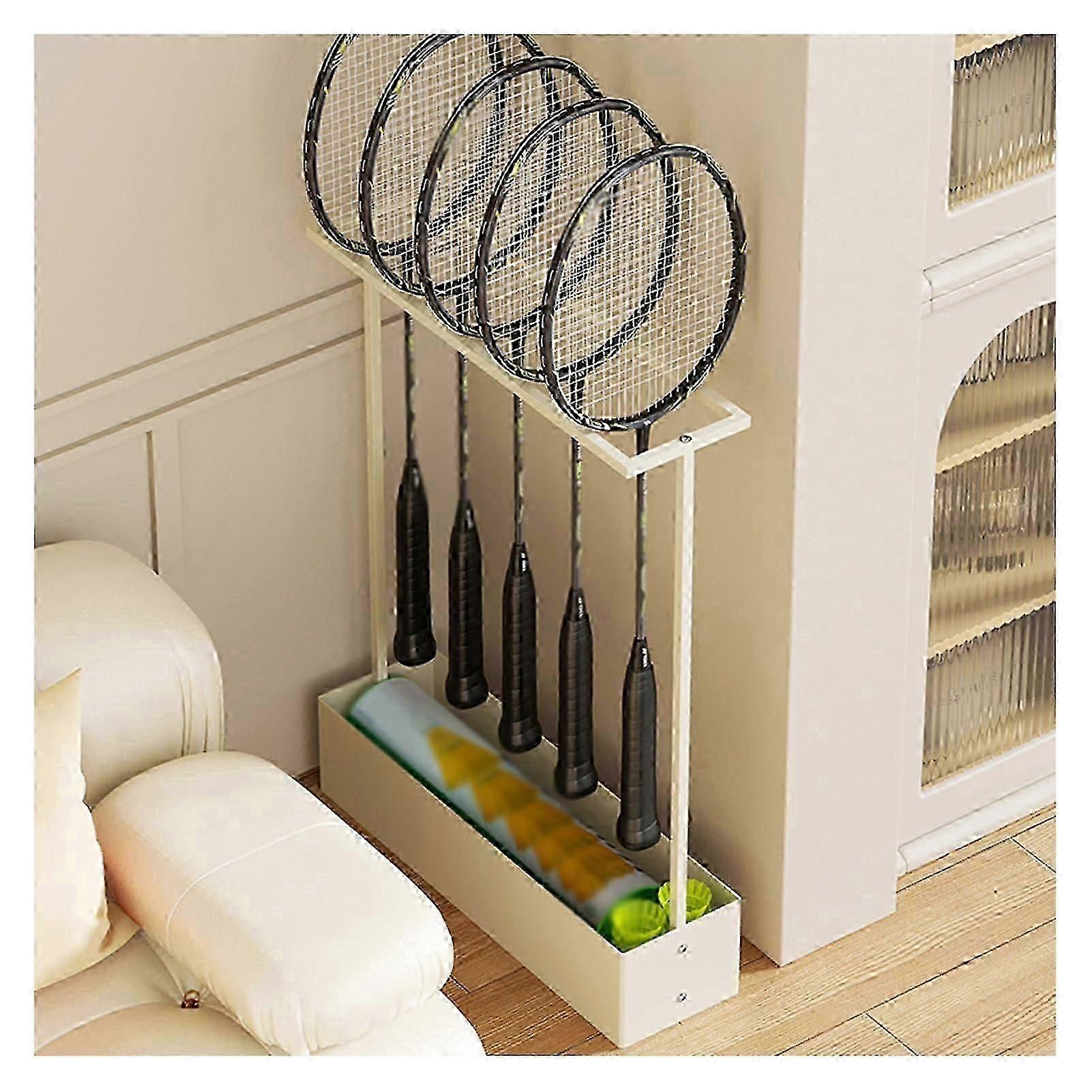 テニスラケットディスプレイスタンド - ジム、クラブ用のブラック/ホワイトバドミントンラックホルダー