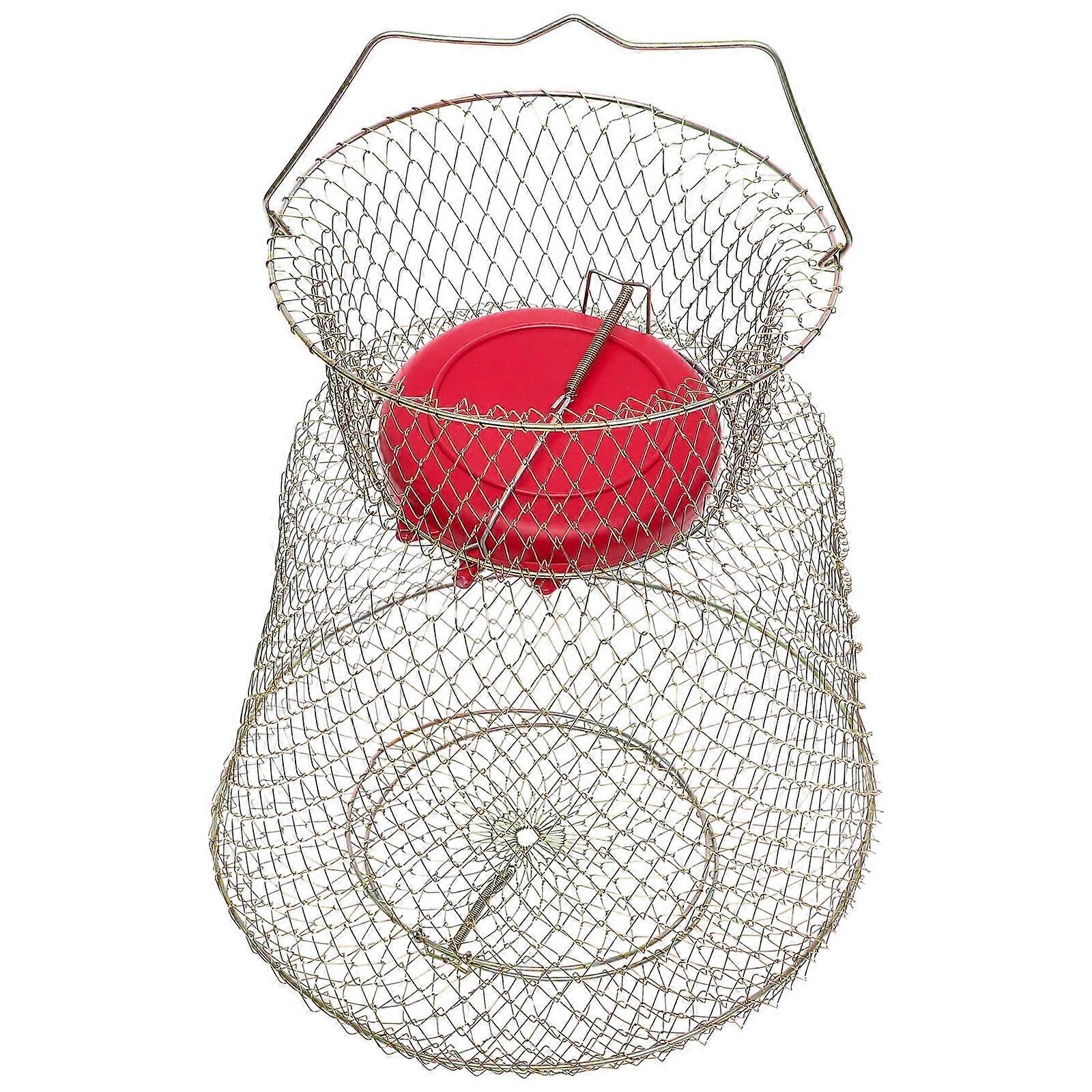 Collapsible Iron Fishing Guard Cage with Floating Bowl   Durable Mesh Basket for Catching Fish and Crabs, Portable and Easy to Store