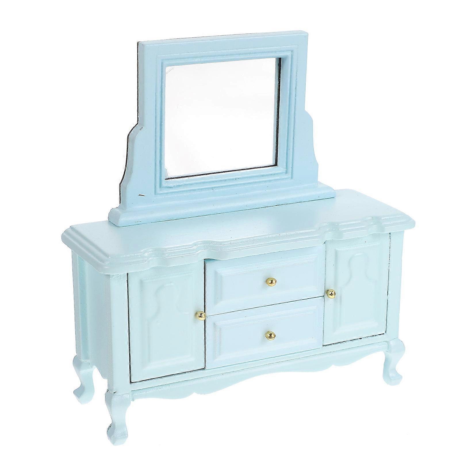 Doll House Dressing Table With Mirror Doll House 1/12 Scale Furniture Ornament