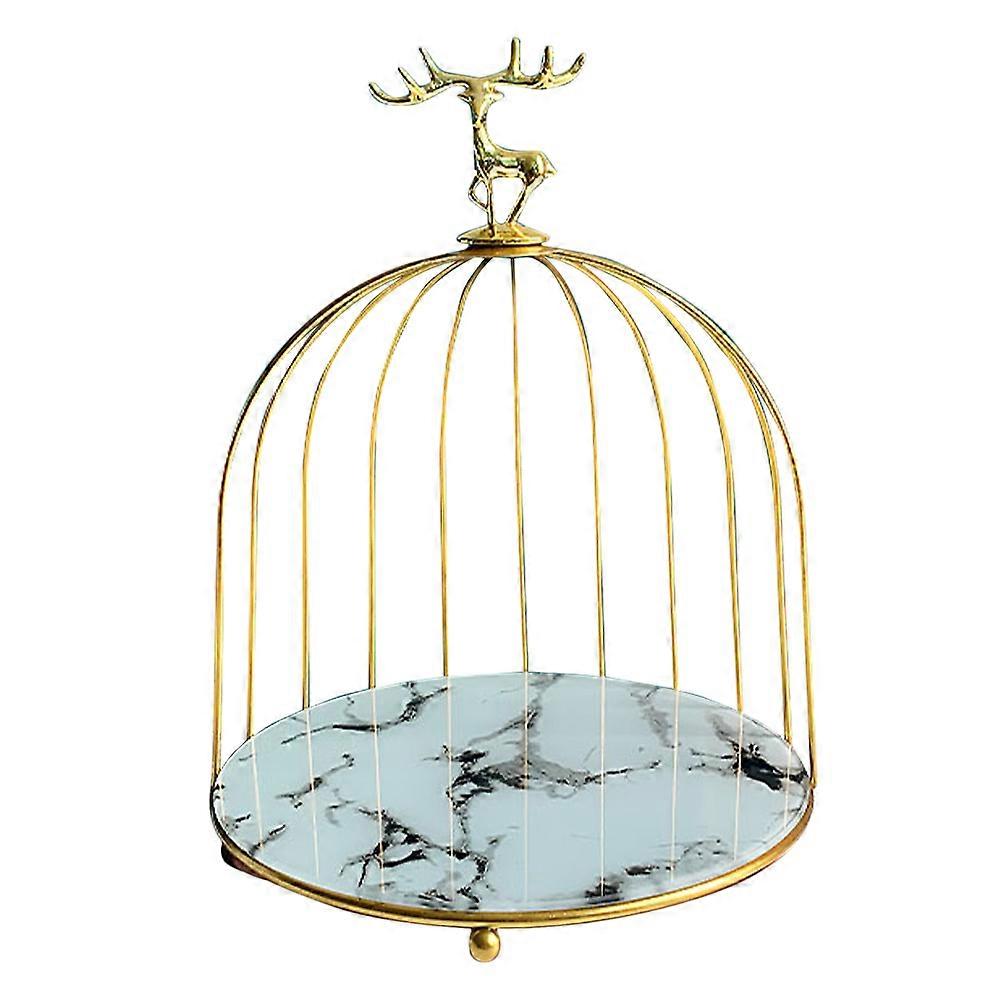 Golden Dresser Organizer And Accessory In Unique Bird Cage Shape Suitable For Makeup Collection 1Set