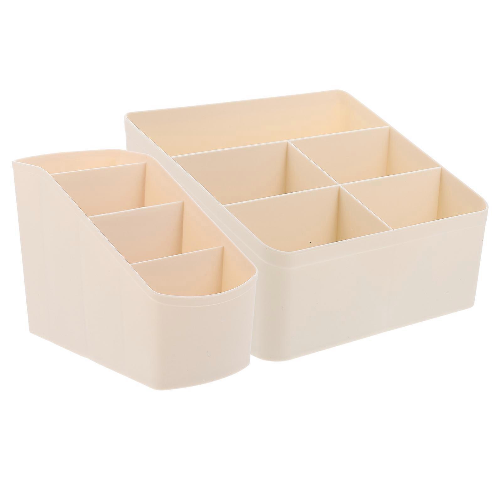 Beige Compartment Organizer with Sloped Sides for Classified Storage and Easy Use 2pcs