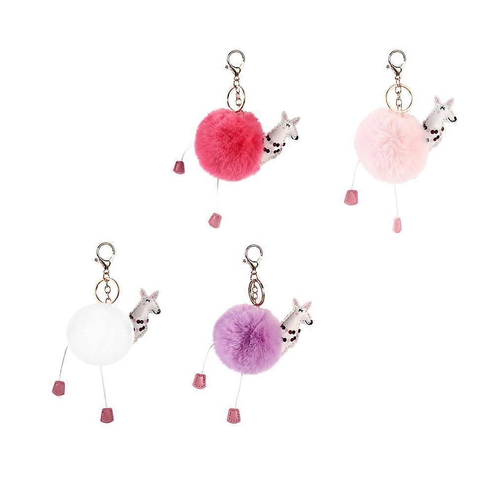 Plush Key Chain Hanging Pendant for Decoration 4Pcs Assorted