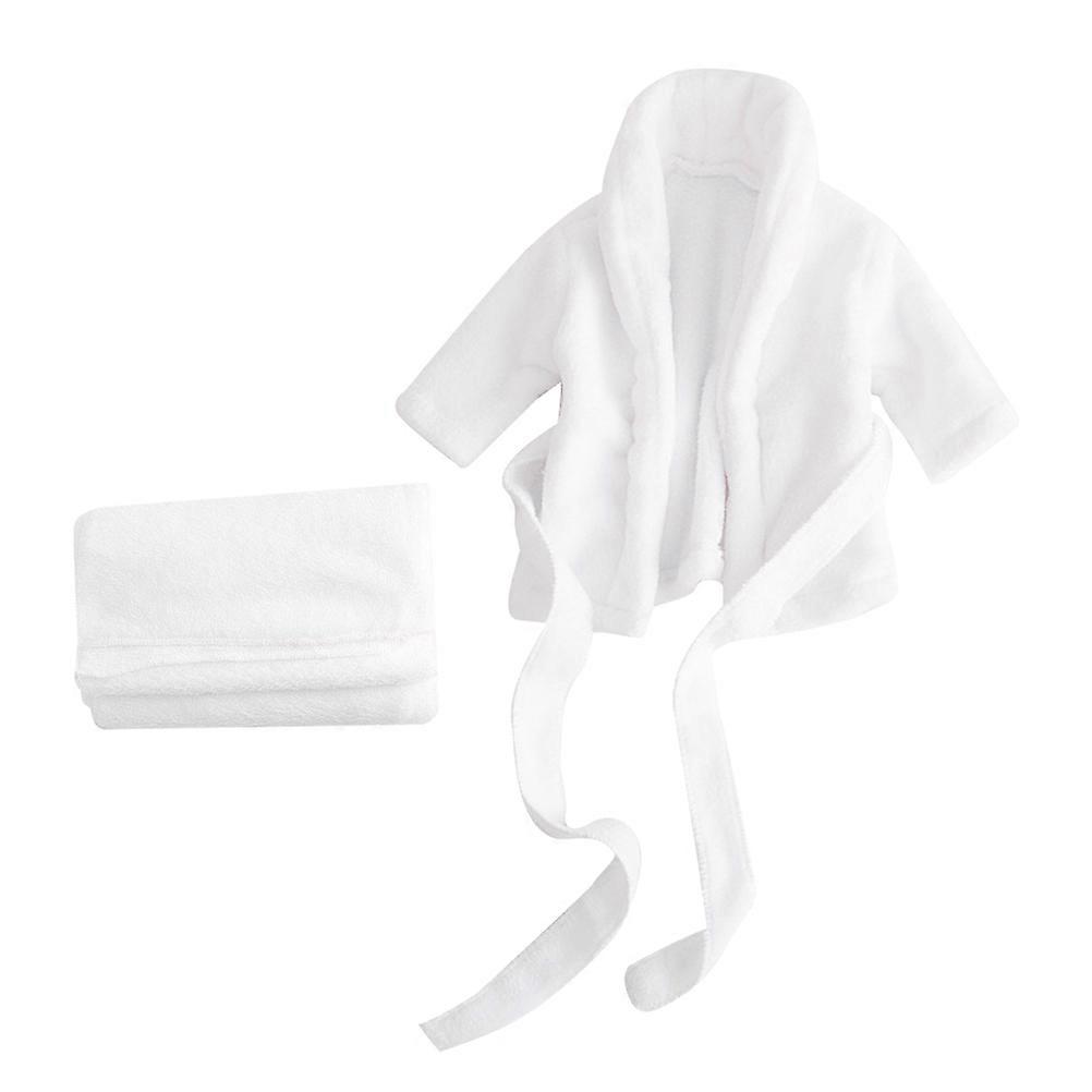 Toddler Baby Bathrobe White Suitable For Photography Bathing Soft Fabric Quick-Drying 1 Set