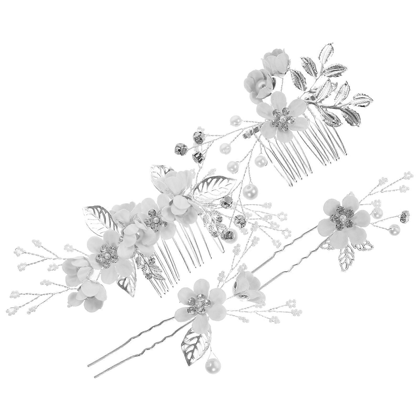 Elegant Flower Hair Comb for Bride with Zinc Alloy Material and Silver Color Ideal for Wedding Decorations