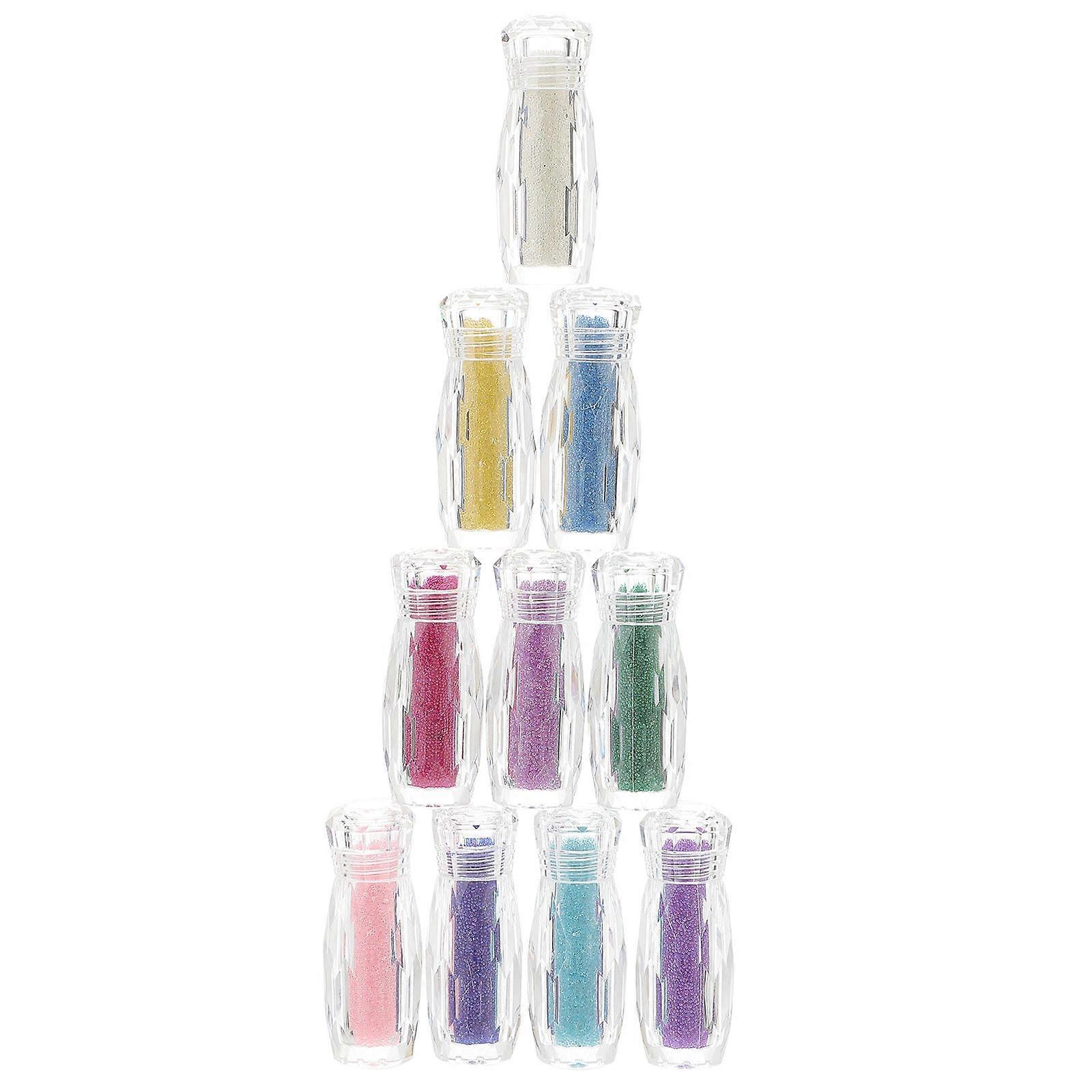 Assorted Color Micro Beads Nail Decoration Supplies 10 Bottles Perfect For Craft Projects 6.2X2.2X2.2CM Smooth Surface Application 1 Set