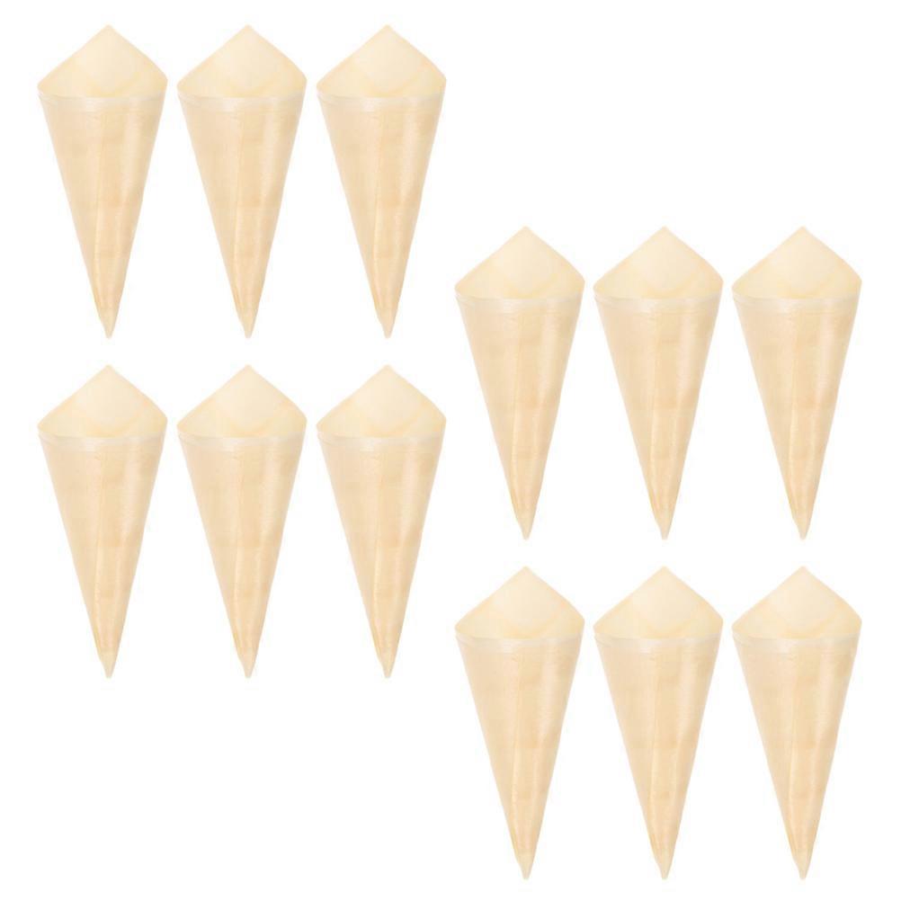 Wooden Tasting Cones 100 Pcs Disposable Ice Cream Holders Cone Shape Ideal For Weddings Catering Events Parties Outdoor Picnics