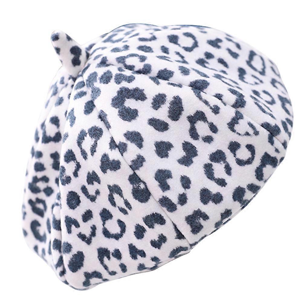 Fashionable Leopard Beret For Girls In Yellow Perfect For Vacations 19x18.5cm 1Pc