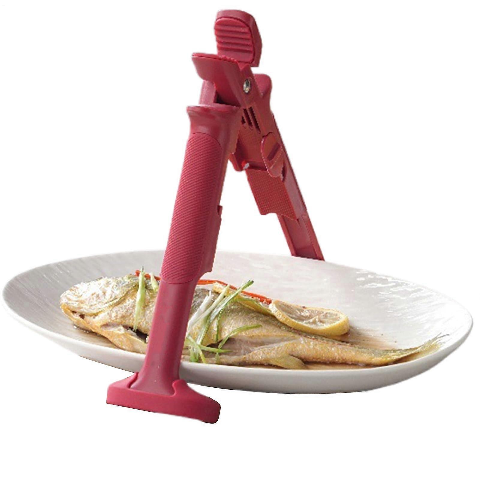 Bowl Holder Clip and Hot Plate Gripper Tongs, Non-Slip Heat Insulation Pot Clamp, 2-in-1 Wine Red
