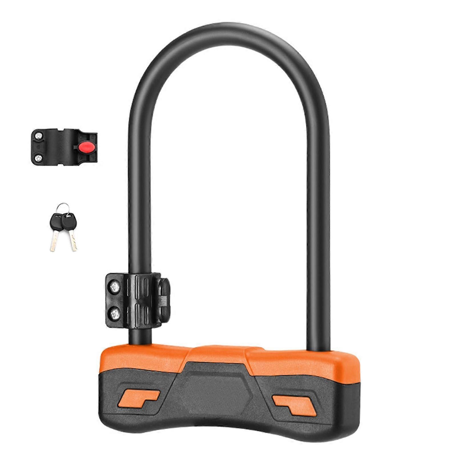 Heavy Duty U Shaped Bike Lock AntiCut Alloy Steel Bicycle Lock with Bracket, Secure Combination Lock for EBikes and Motorcycles, Orange