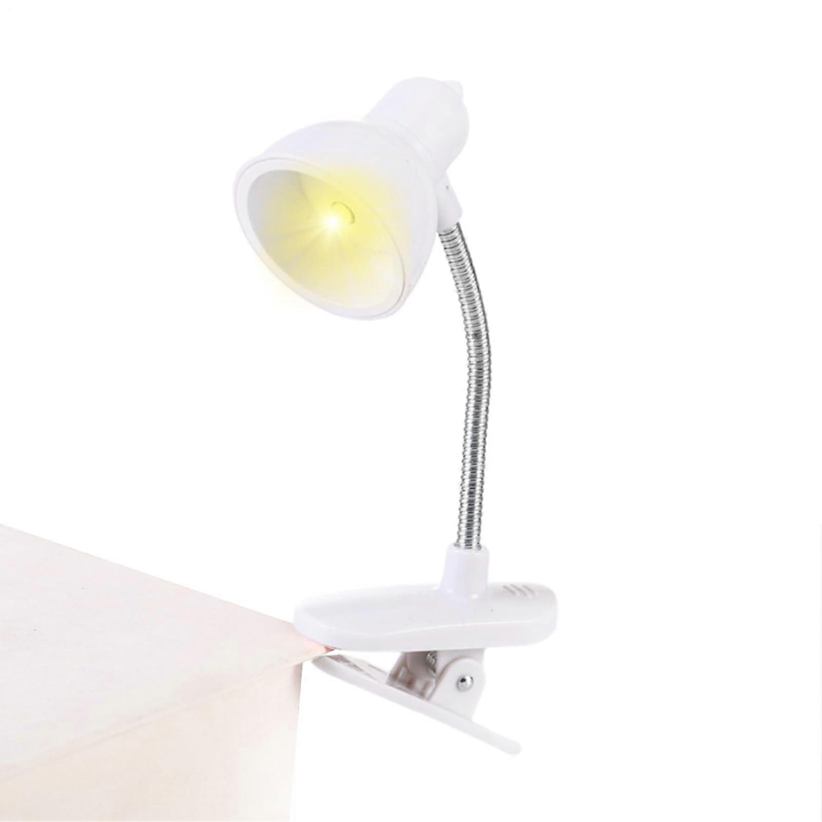 Desk Lamp with Clamp Adjustable Arm, Portable LED Reading Light for Study, White Night Light with Bright Focus for Work