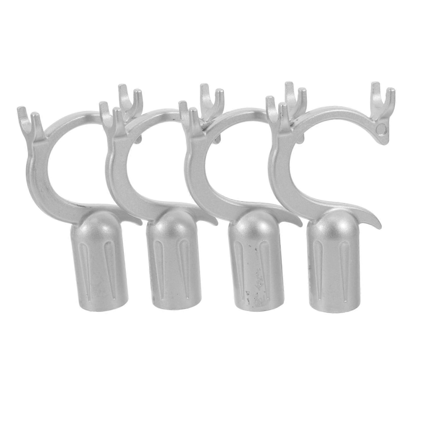 4 Pack Mop Stick Hooks for Extension Pole Holders, Lightweight Aluminum Utility Hooks for Closet Support, Silver