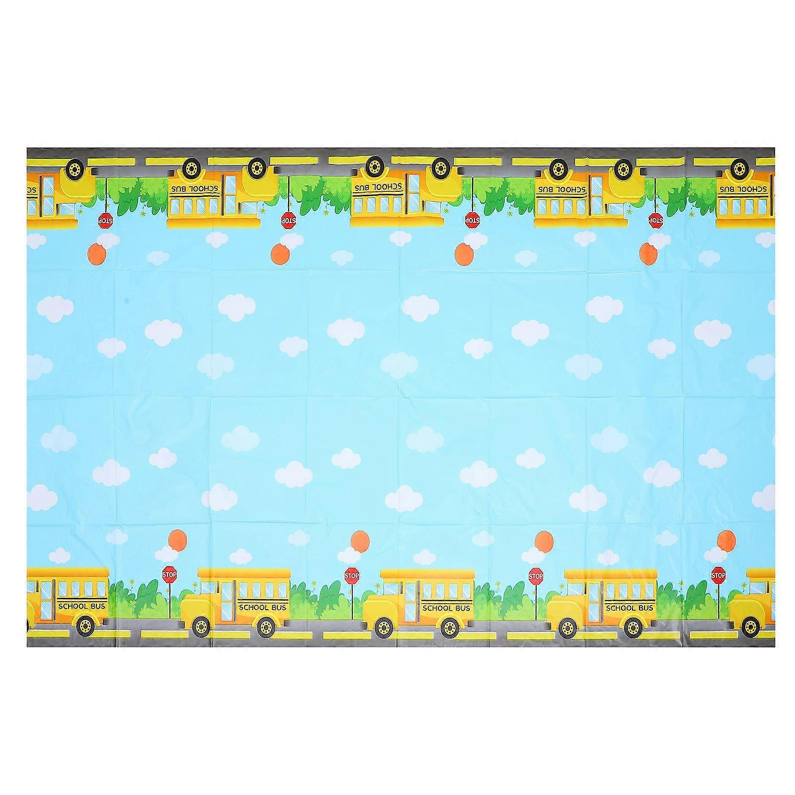 Welcome Back To School Tablecloth School Bus Party Disposable PE Table Cover
