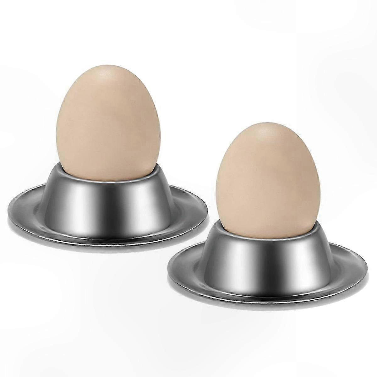Egg Cup Holder Set of 2 Pack,Stainless Steel Egg Cups Plates Tableware Holder for Hard Soft Boiled Egg,Kitchen Display