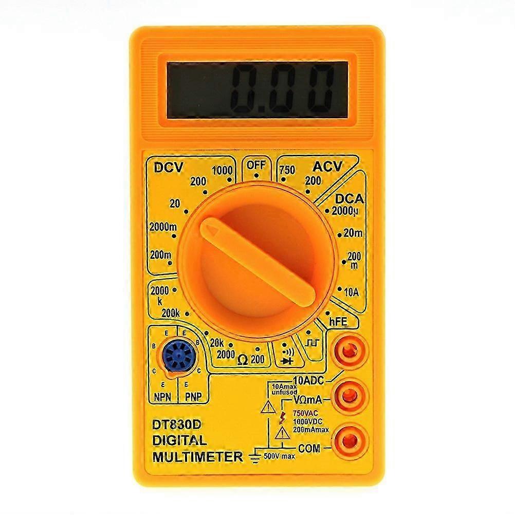 DT-830D Digital Multimeter, Protective Orange Shell, Output Voltage Ampere Ohm Tester