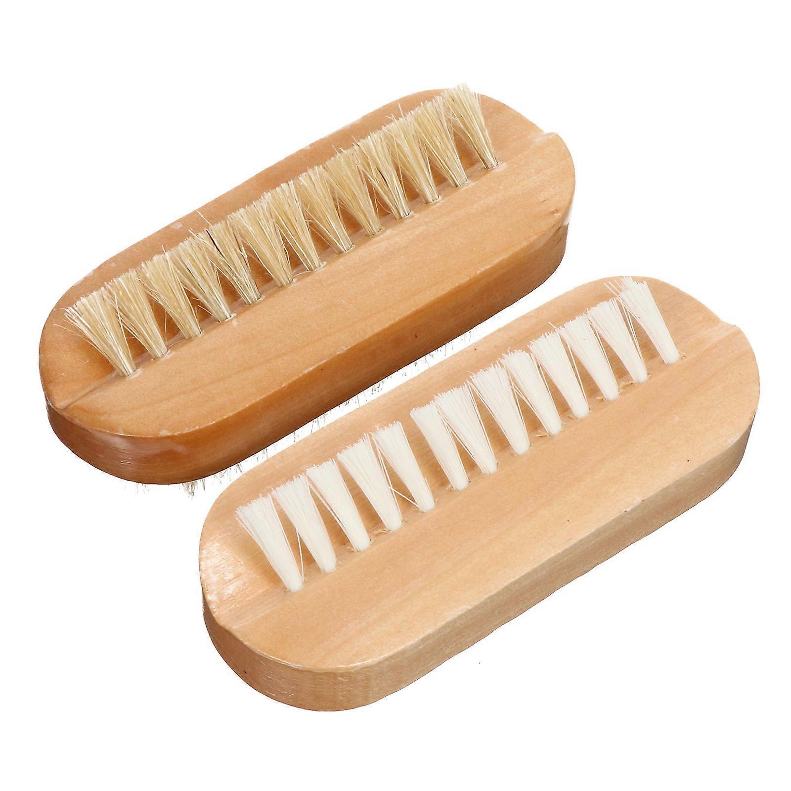 Double Sided Wooden Nail Brush Tool for Manicure & Pedicure – Comfortable Grip Nail Cleaning Brush for Fingernails, Toenails, Hands & Feet