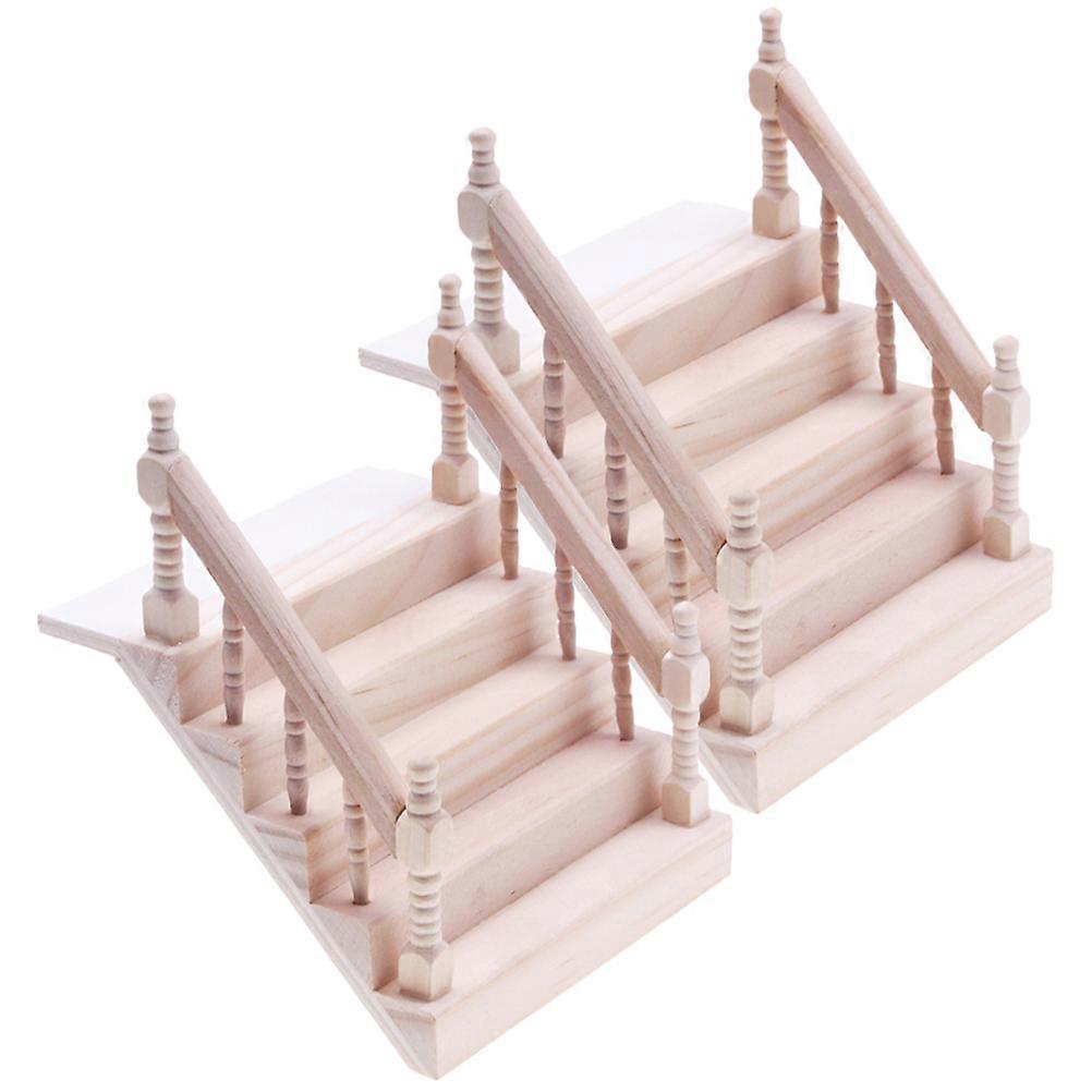 Mini Wooden Staircase Adornment for Doll House Decoration Beige Color Warm and Durable 1:12 Scale
