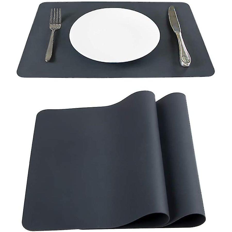 Grands tapis de table en silicone Sets de table, 40 * 30cm, Ensemble de 2 (noir)