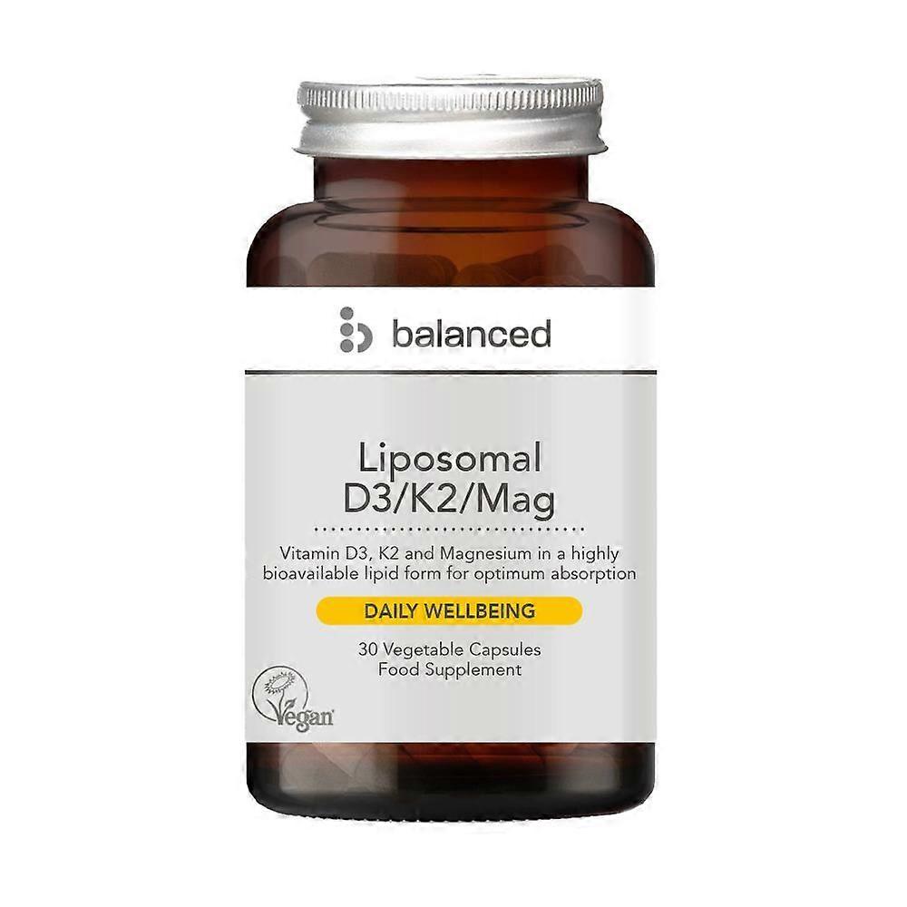 Balanced Liposomal D3/K2/Mag 30 Veggie Caps - Reusable Bottle - 2 Pack