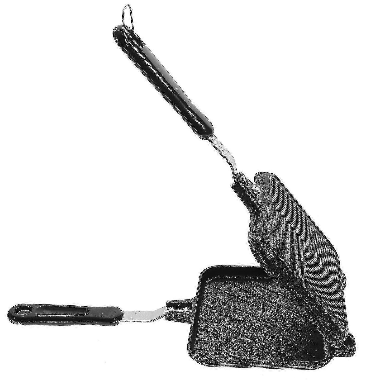 Double-Sided Sandwich Maker with Detachable Frying Pan, 34.5x15.4x3cm, Non-Stick Black for Quick Meals