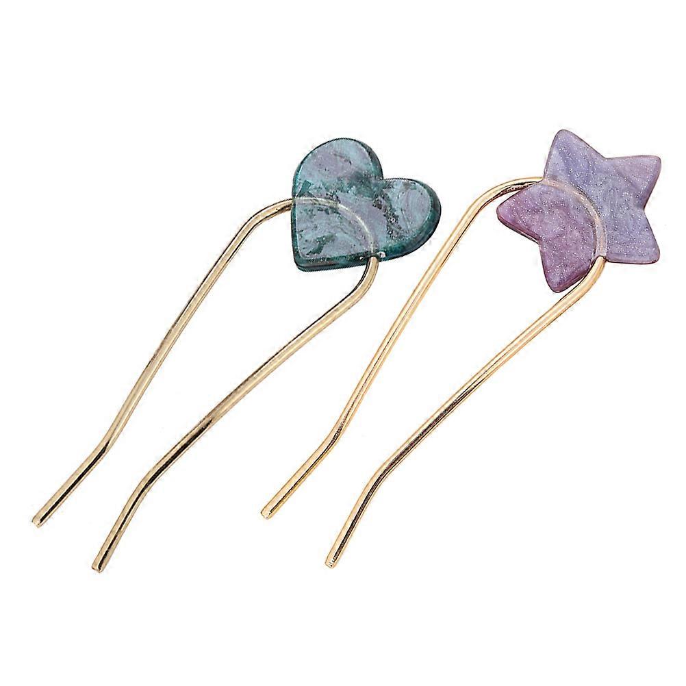 Heart Shape Hair Pins Chinese Hair Sticks Everyday Use Alloy Hold Hair Securely 2Pack