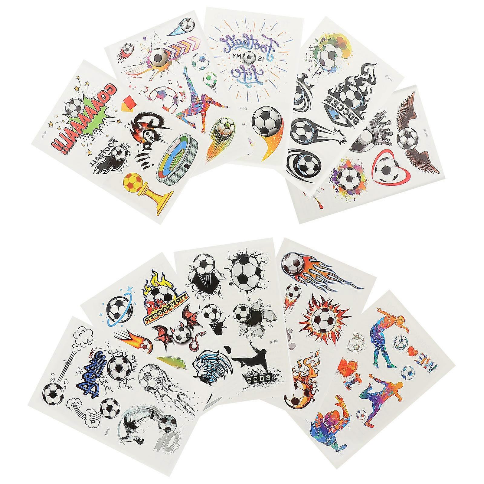 Soccer Stickers Temporary for Photo Session Assorted Color Pvc with Arm Sticker Function 10Pcs