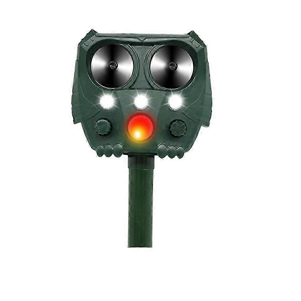 Ultrasonic Fox Repellent Cat Deterrent LED Motion Activated ECO Friendly, Solar, Cat Scarer, Fox Repeller with ground stake, IP5 Waterproof for the Ga