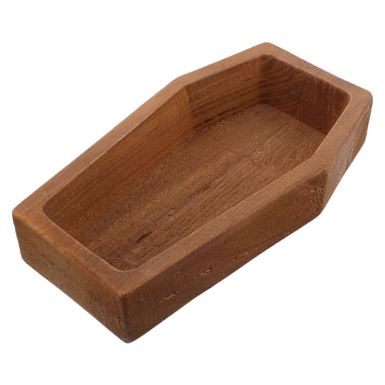 Wooden Coffin Shaped Tray for Serving Rustic Halloween Fruit Platter