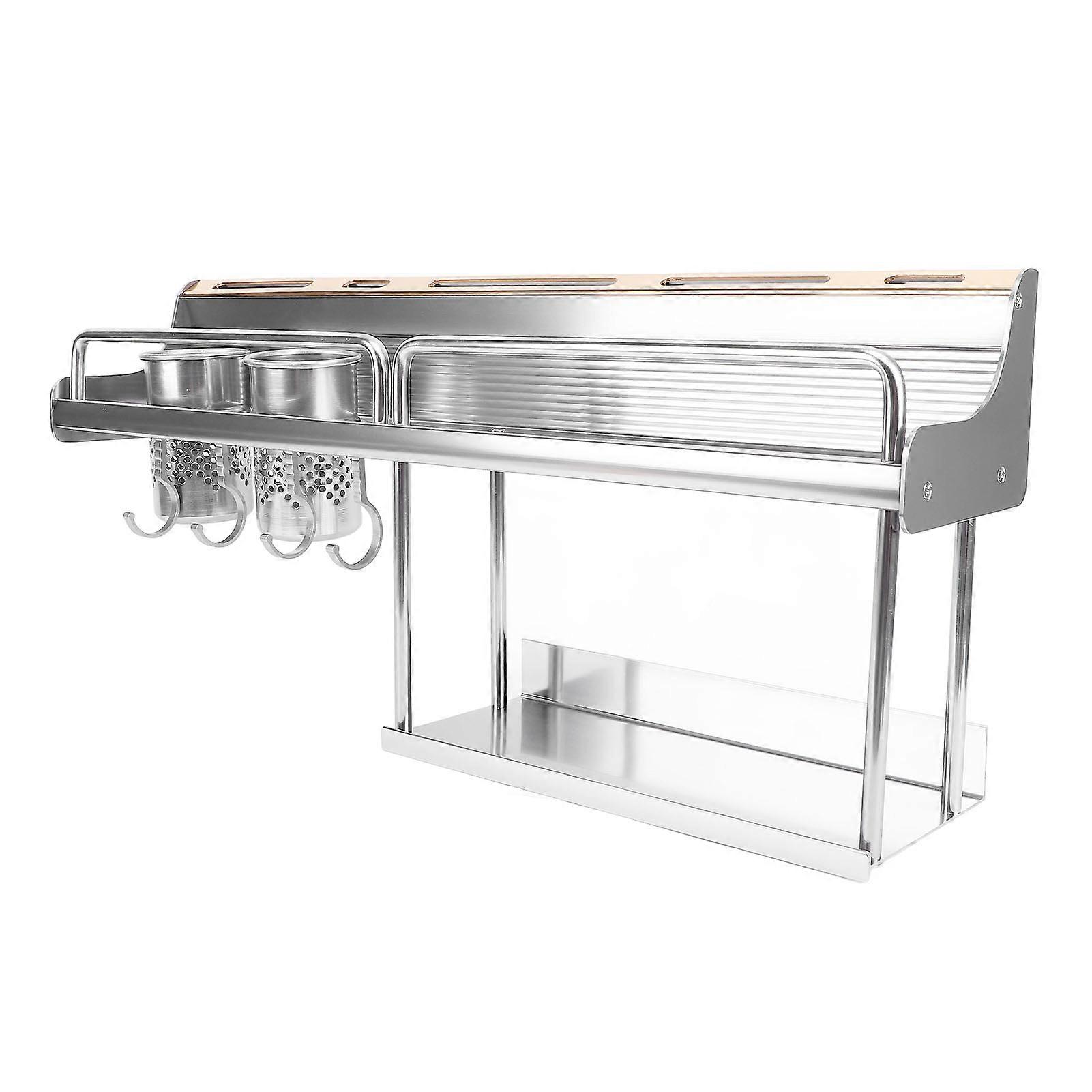 Étagère à épices murale en alliage d’aluminium avec porte-baguettes double