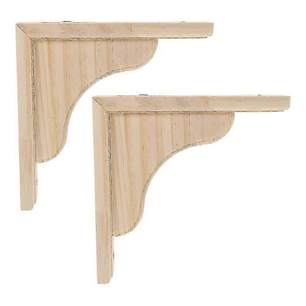 Floating Shelves with Triangle Brackets Solid Wood for Kitchen and Office 2Pcs