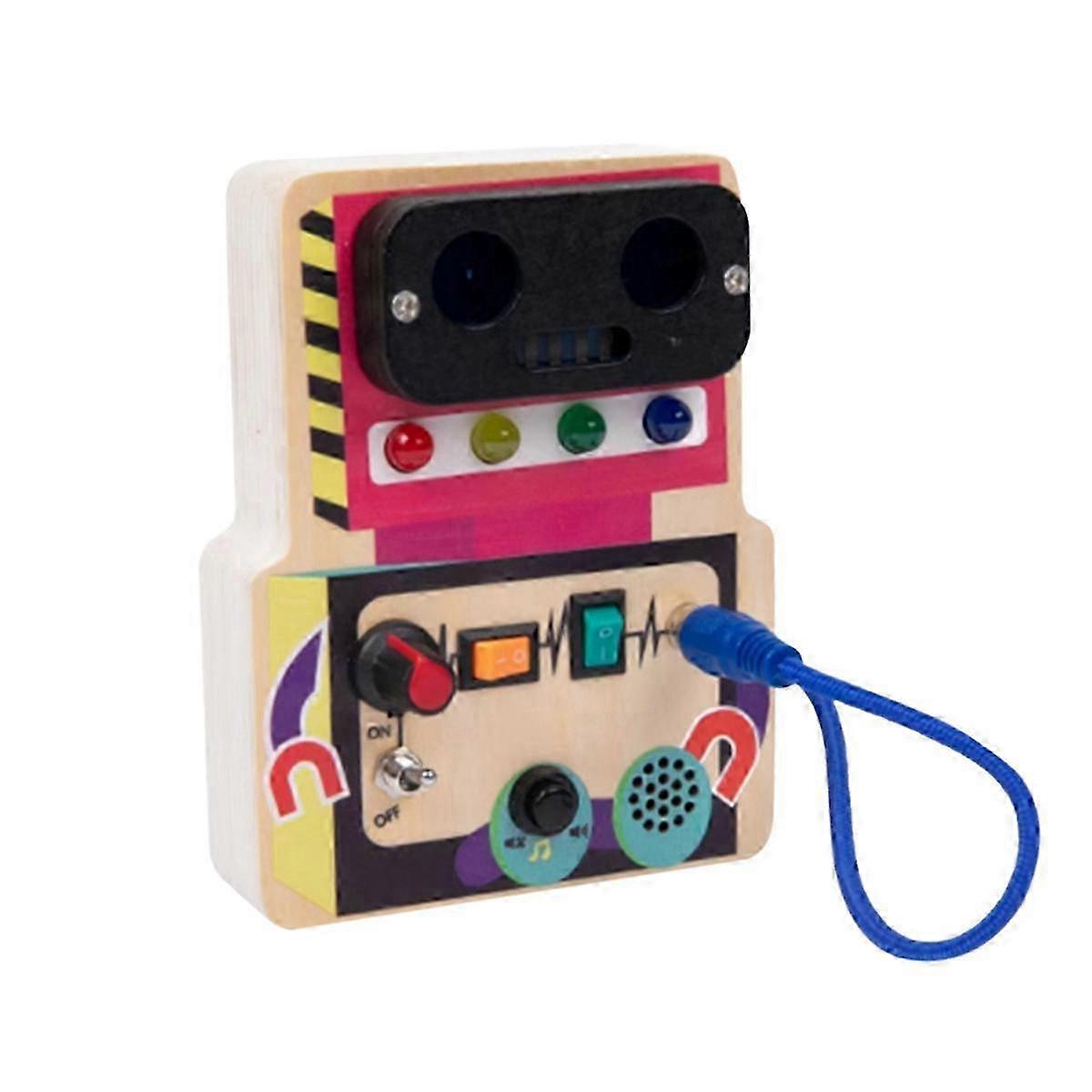 Busy Board with LED Light Wooden Traffic Light Robot Busy Board