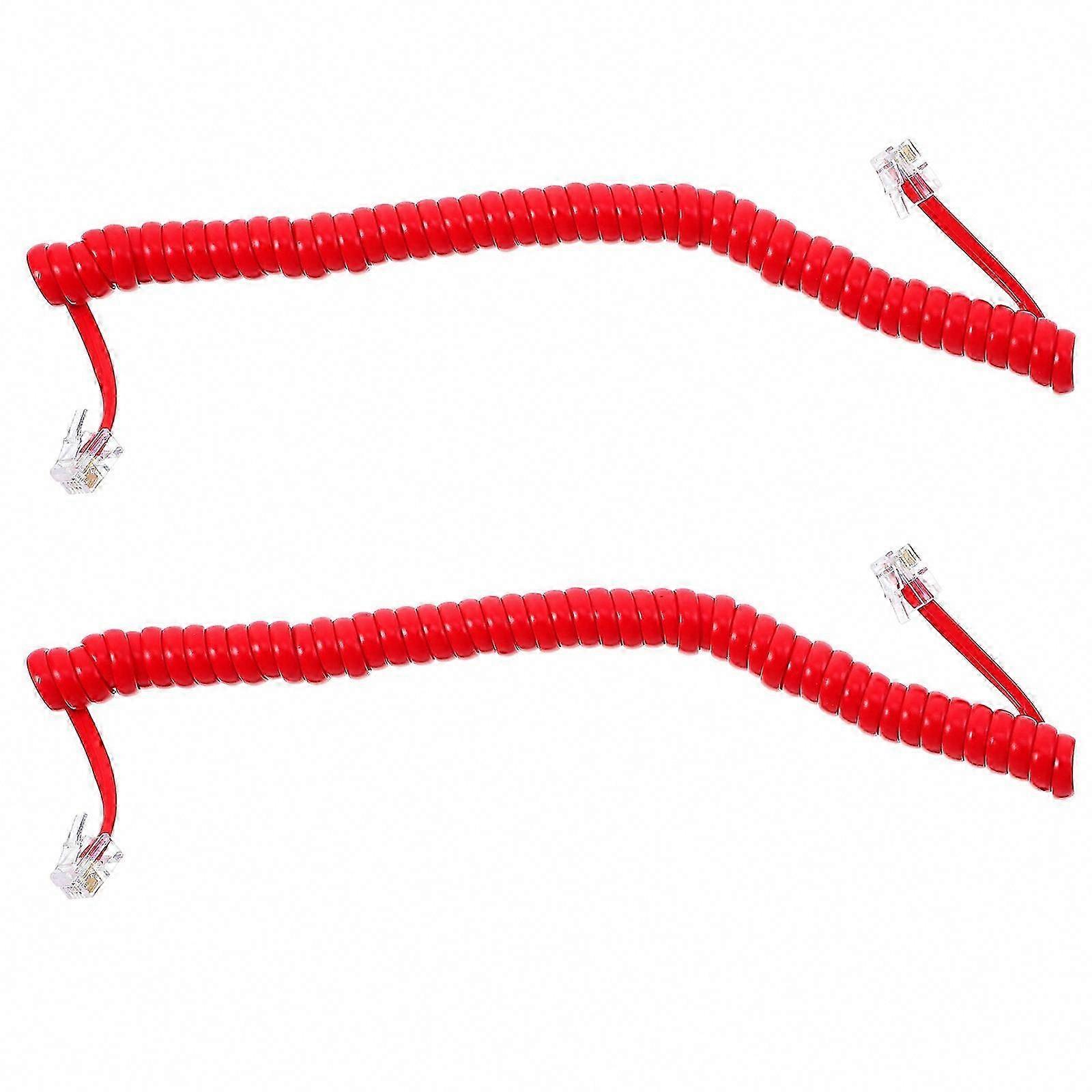 Coiled Phone Cord Extension for Landlines, Red, 25.00X1.50X1.50CM, Length Adjustment, 2-Pack