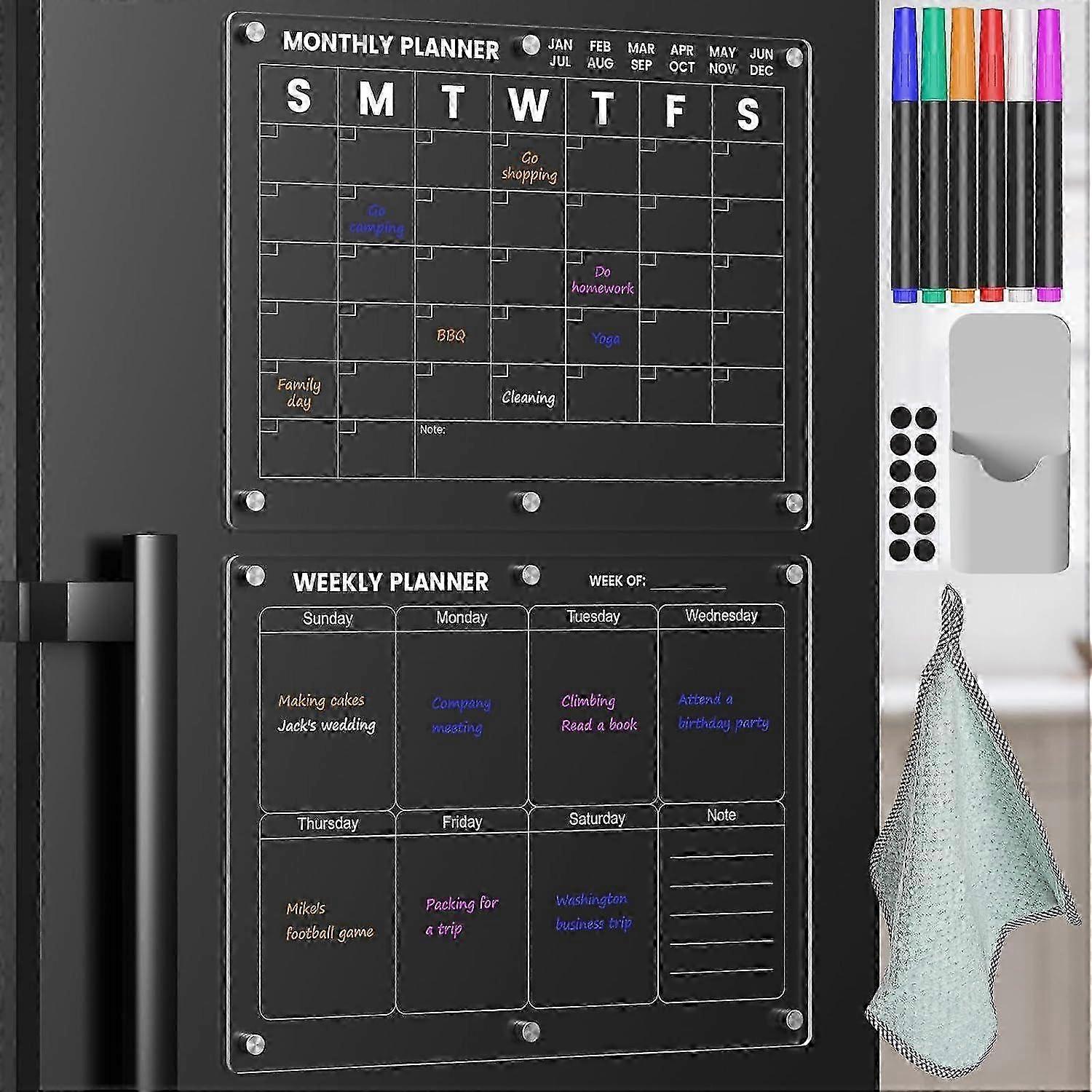 Set di calendari magnetici arilici trasparenti per frigorifero