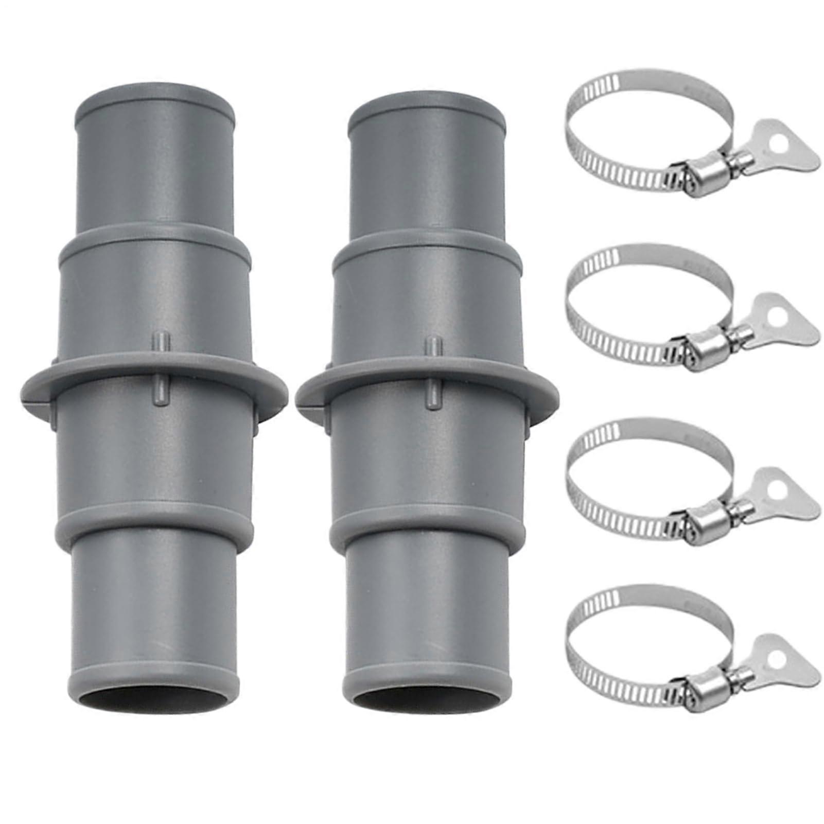 Pool Hose Adapter, 2Piece Filter Connection, 32 mm or 38 mm, Grey, For Gardening Enthusiasts
