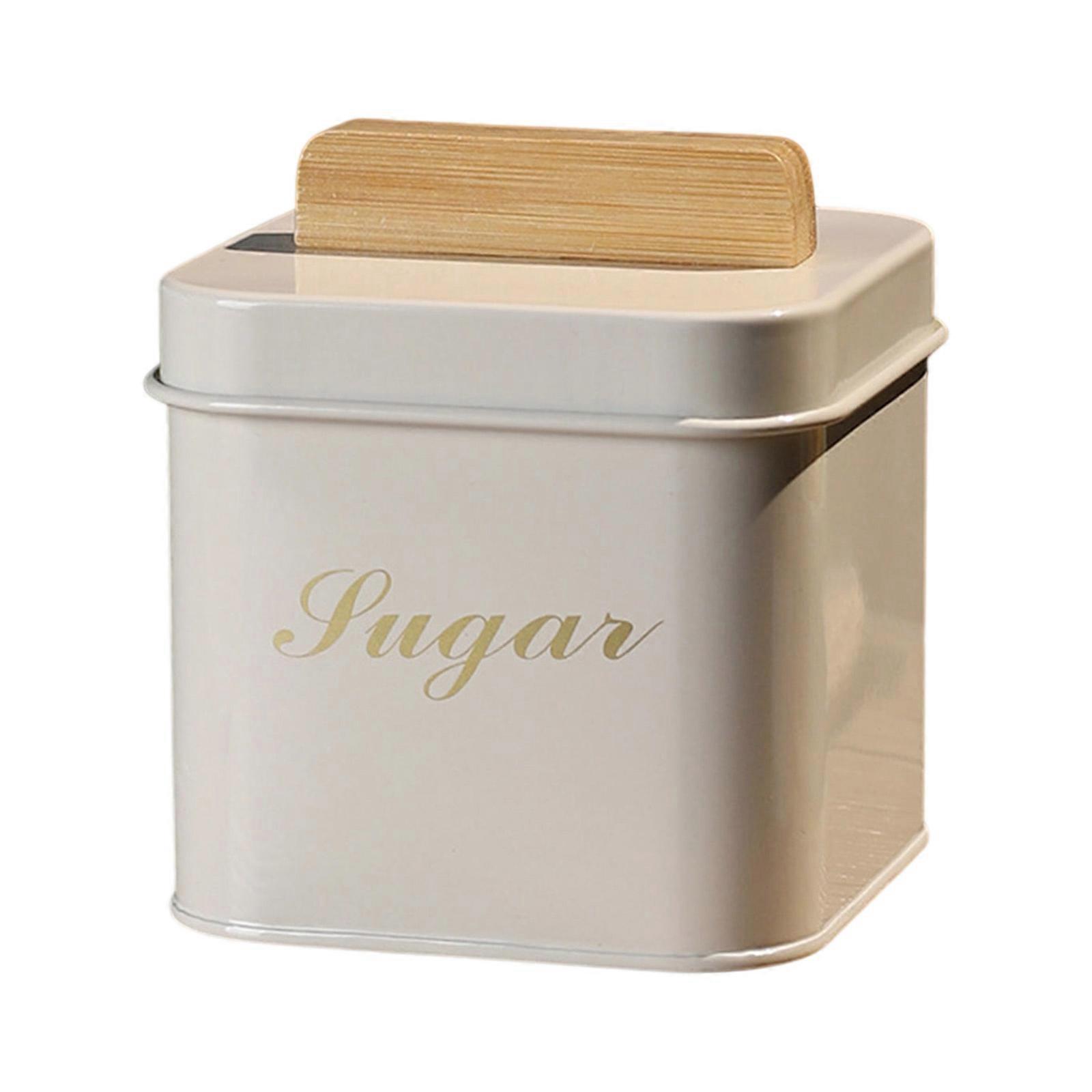 Modern Bamboos Cover And Iron Canister For Loose Teas Coffee and Candy Food Storage Container Jar Kitchen Organizers  White