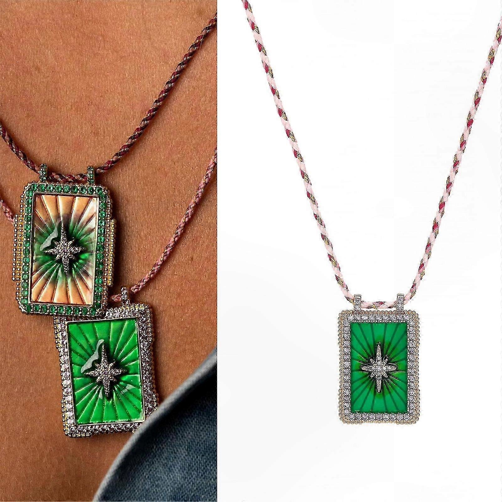 Boho Style Tarot Heart Pendant Necklace with Adjustable Chain - Unique Symbolic Design