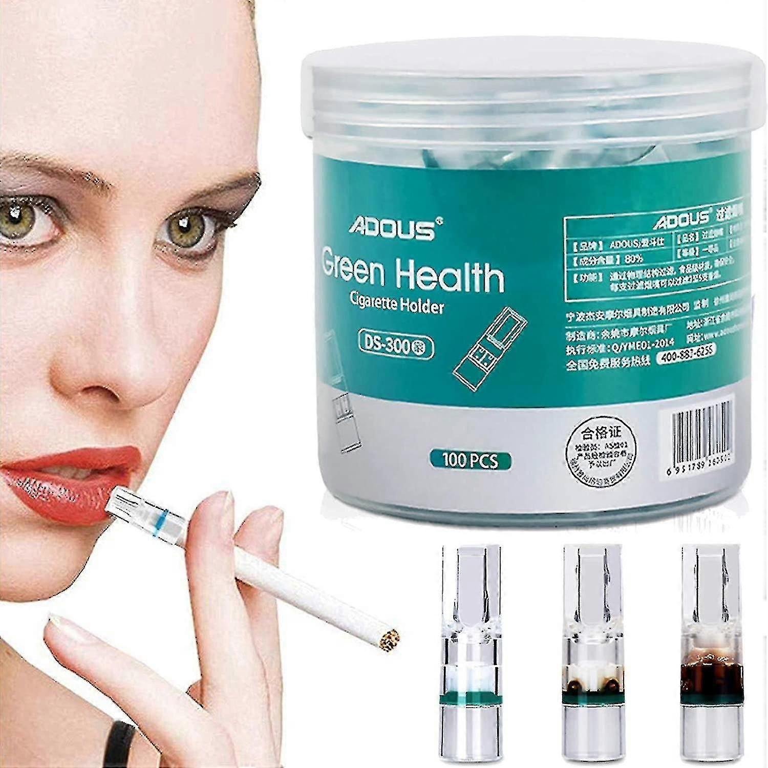 Quit Smoking Filter, Multi-filter Anti-tar Tips to Help You Quit Smoking (Green, 100 Pieces)