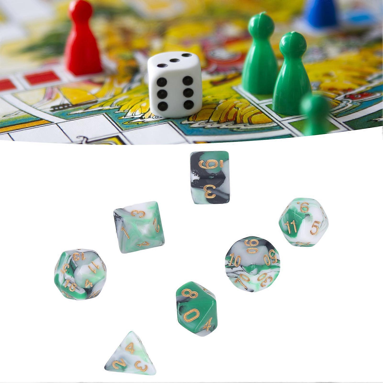 7pcs Acrylic Polyhedral RPG Dice Set Portable for Party Game