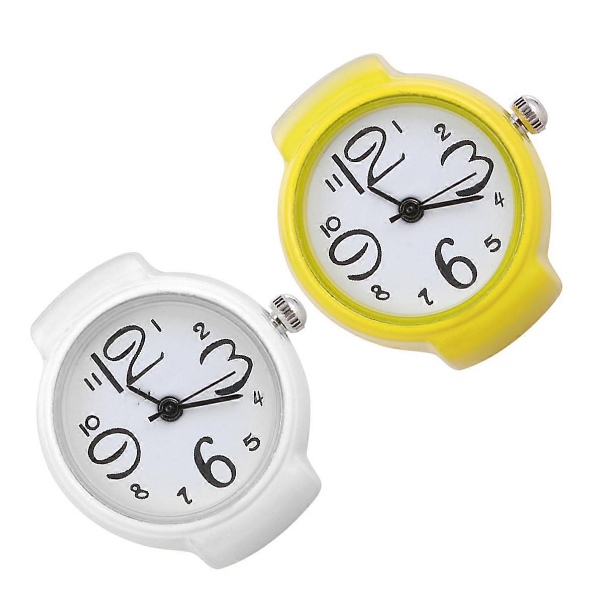 Quartz Glass and Stainless Steel Finger Watch for Adults with Precise Timekeeping and Assorted Colors 2pcs