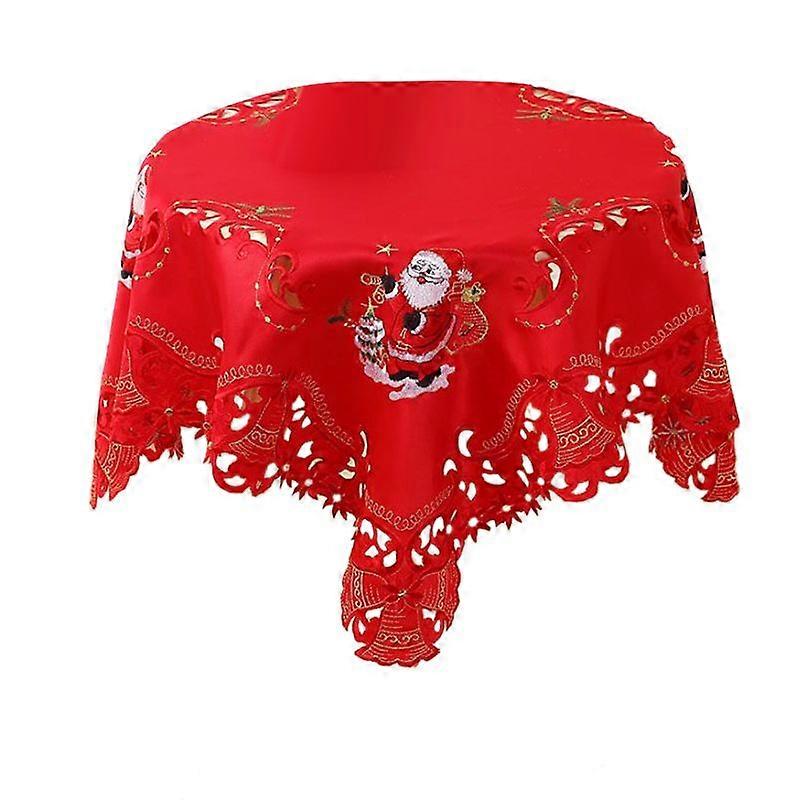 Christmas Embroidered Table Cloth,Hollow-Out Round Table Linen,for Restaurant Dinning Xams Party Ba
