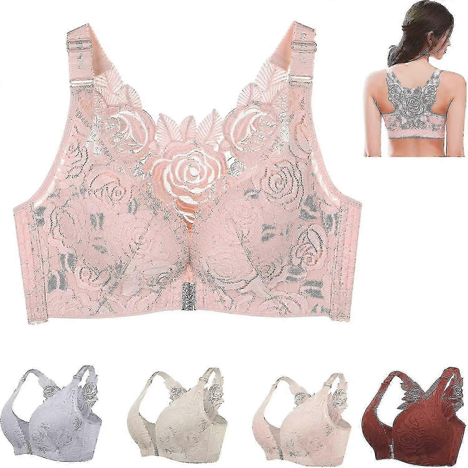 Sutiã sem fio plus size feminino com fechamento frontal e design sem costura para uso diário confortável
