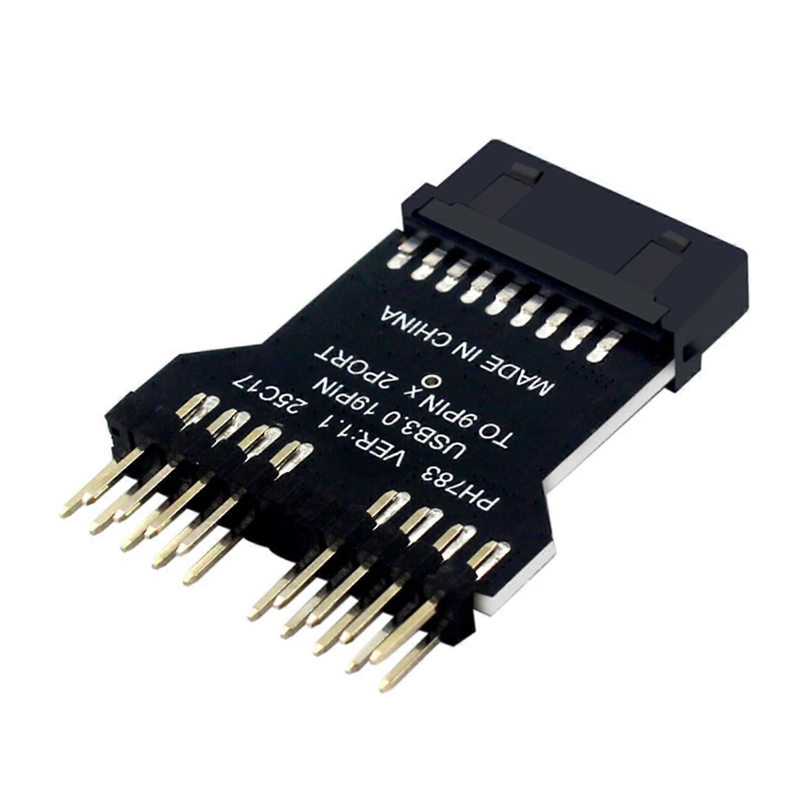 USB3.0 19Pin To Double Output USB2.0 9Pin Expansion Card Desktop Motherboard USB Header Converter For Water Cooling