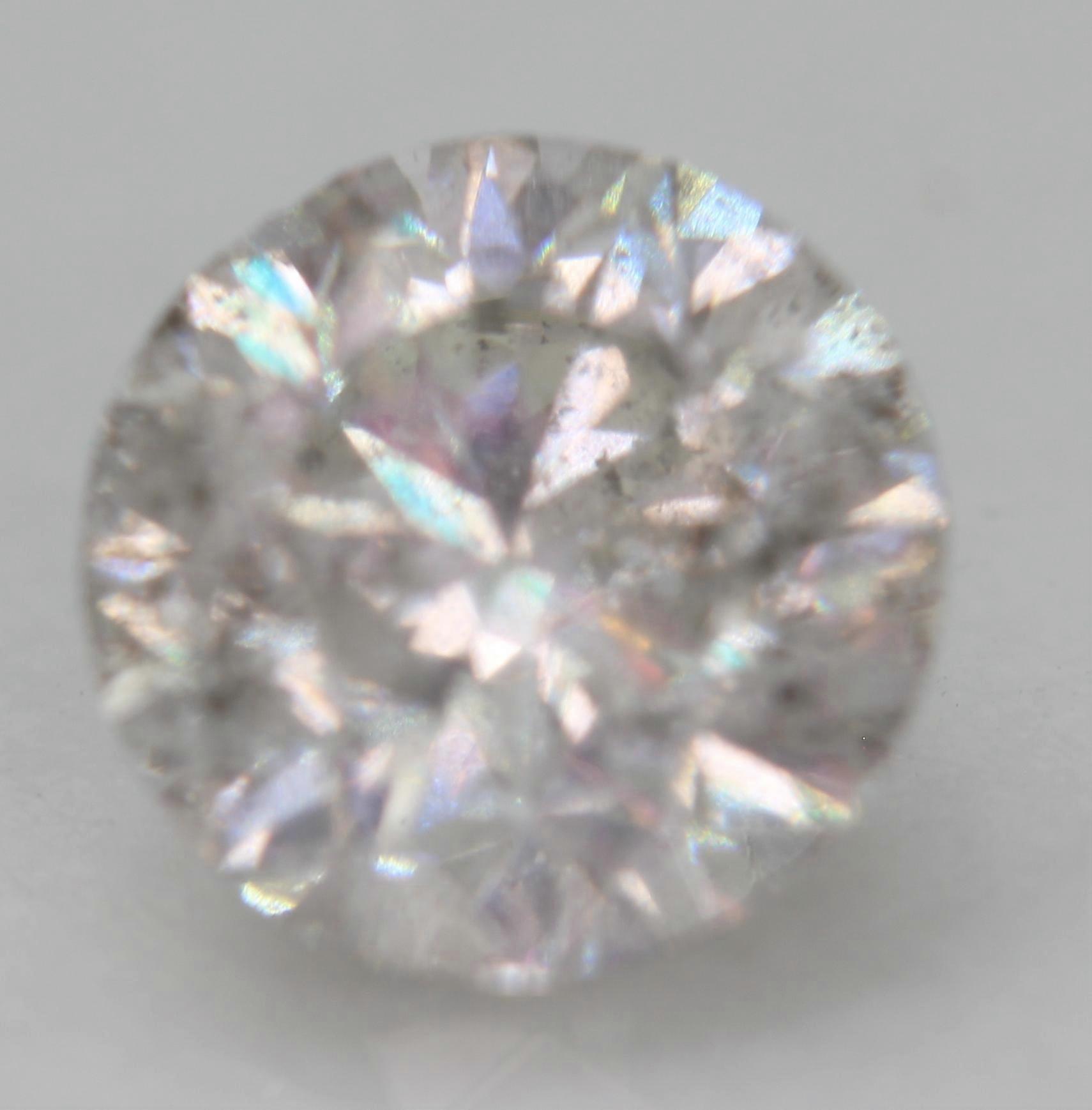 Certified 1.39 Carat I SI2 Round Brilliant Natural Enhanced Loose Diamond 6.86mm