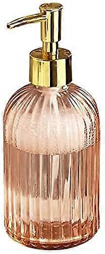 Soap Dispenser Nordic Style Vertical Lines Vitreous Lotion Bottle Refillable Hand Soap Dispenser Amber Gold Pump