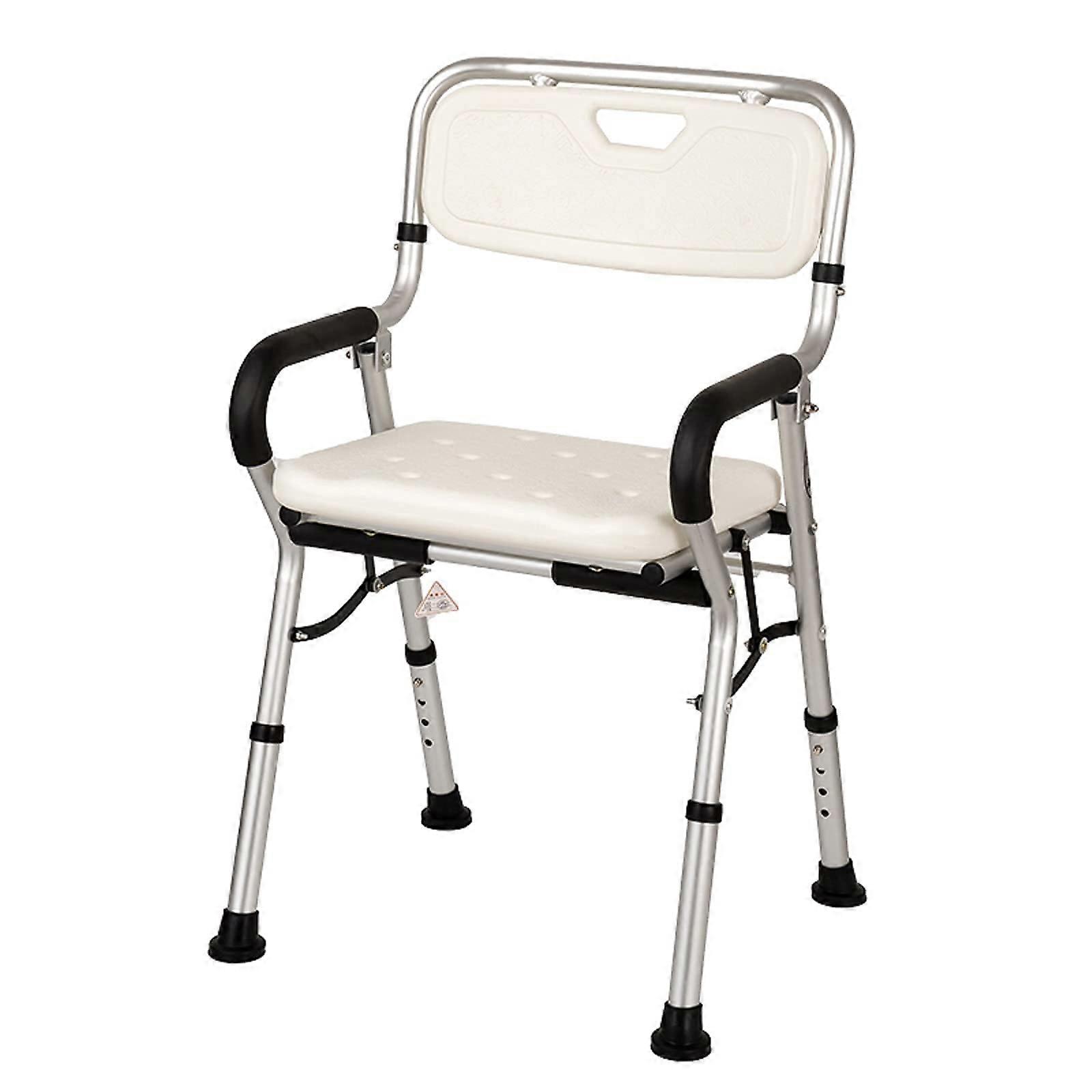 Folding Shower Chair Height Adjustable Non-Slip With Back And Arms Portable Bathroom Chair For Shower Elderly