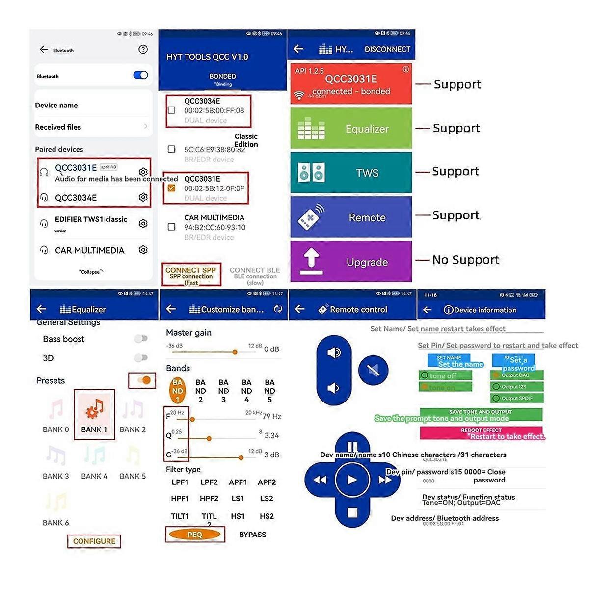 QCC5125 Stereo Audio Module APP Name Change Password EQ Bluetooth 5.1 APTXLL APTXHD LDAC Charging Ve