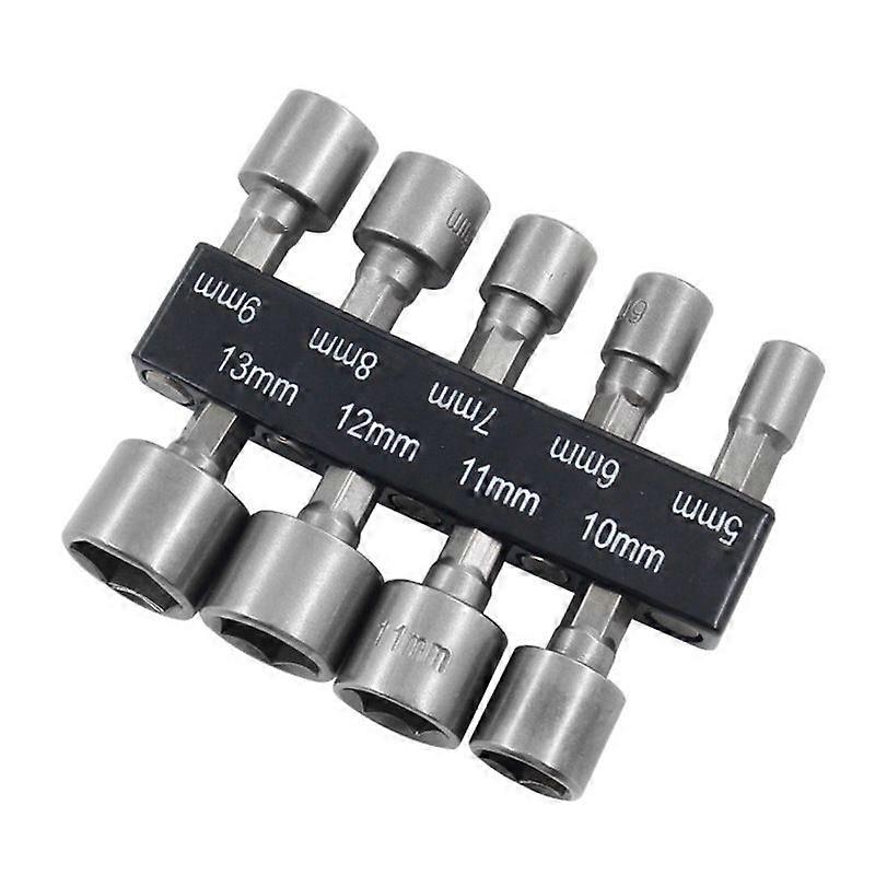 9 Piece Socket Set 5-13mm - 1/4" Hex Adapter Socket - For Cordless Drill or