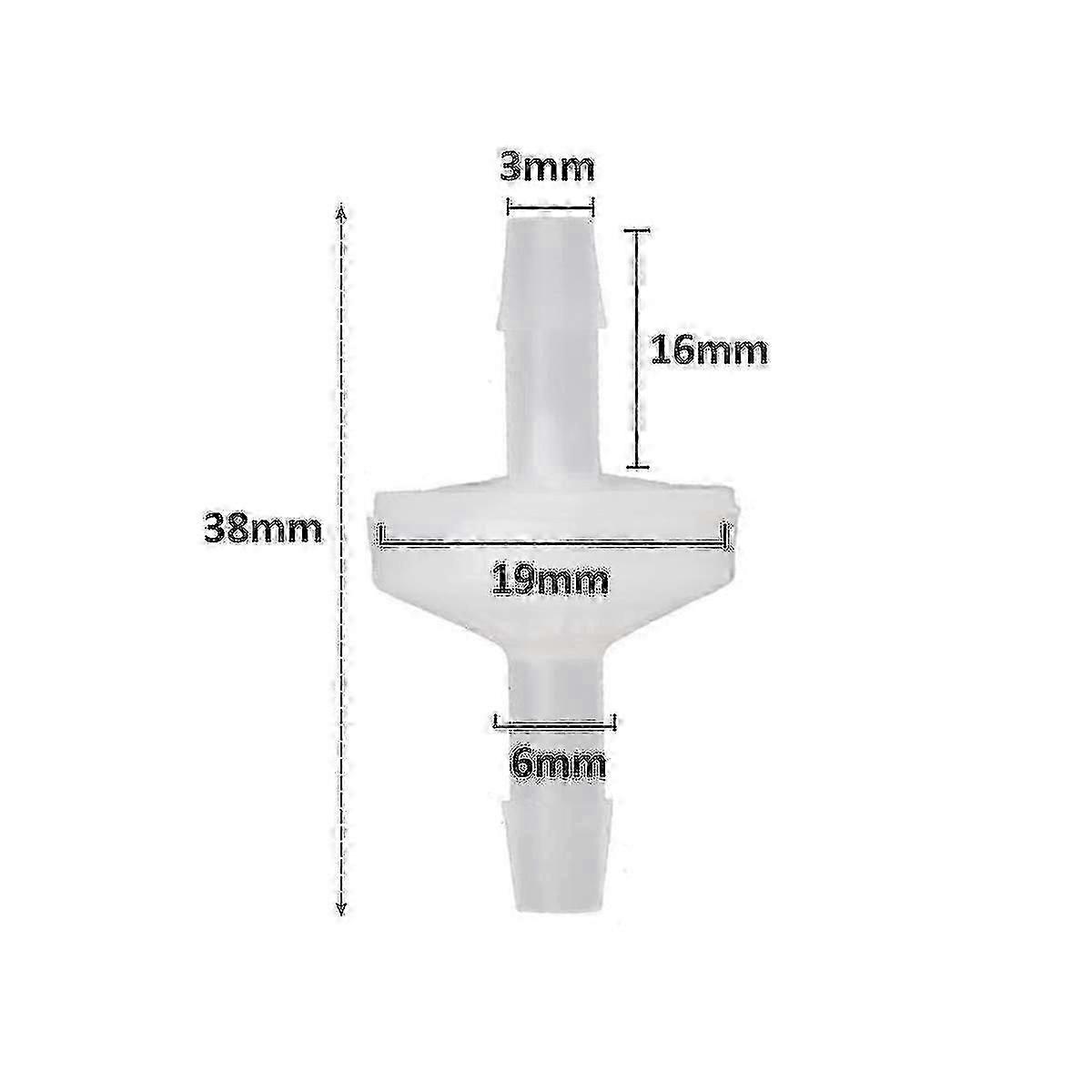 8 st 1/4 tums backventil 6 mm Pvdf envägsventil inline backventil