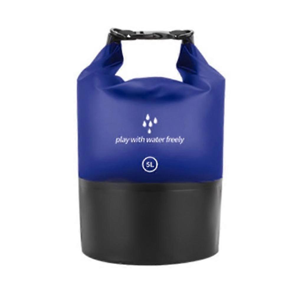 5L Waterproof PVC Dry Bag Portable Swimming Rafting Beach Storage Bag with 1 Shoulder Strap - Dark B